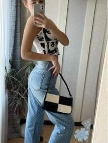 Women's Shoulder Bag - 02 Black White - View 6