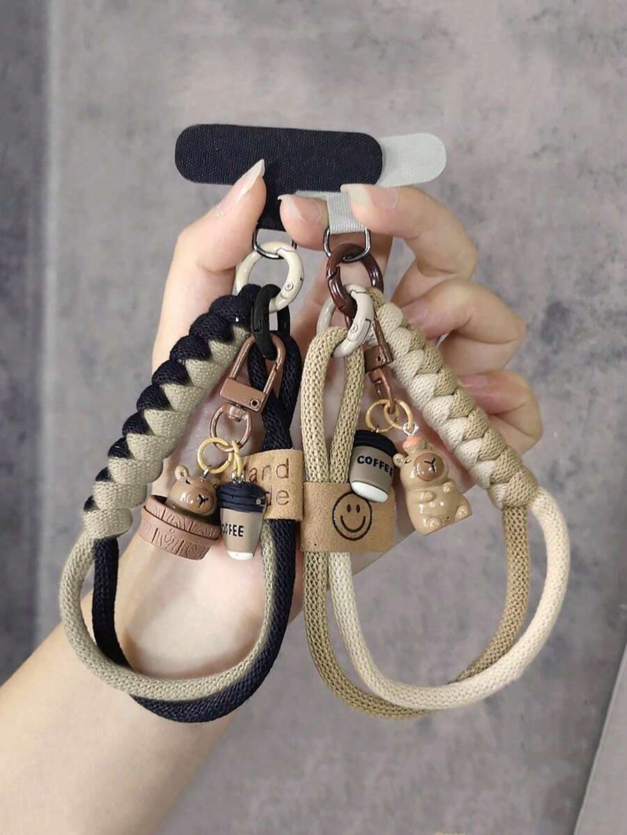 1 pieza Colgante de Capibara, Cordón de muñeca con diseño de cuerda trenzada de cuerda de cáñamo, accesorio antiperidida y antirrobo compatible con Android y la mayoría de teléfonos inteligentes, regalo para madre, familia, amigos, niños, cumpleaños, vacaciones - Multicolor - Ver 1