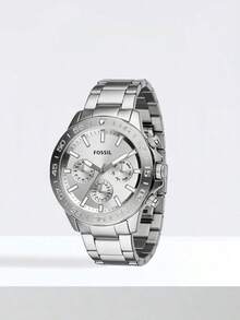 Fossil 男士石英不锈钢三针腕表，不锈钢表壳，50米防水，折叠表扣，商务休闲风格，适合日常佩戴、通勤，也是生日礼物和情人节礼物的理想之选，是送给男友、儿子或父亲的绝佳礼物。 - 銀帶銀盤 - 查看 9
