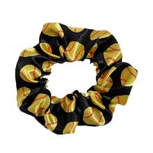 Satin Scrunchie Football Basketball Print Ponytail Hair Tie Fashion Hair Flower Elastic Band - Hình tròn màu trắng có chữ "soccer" (bóng đá) - Xem 7