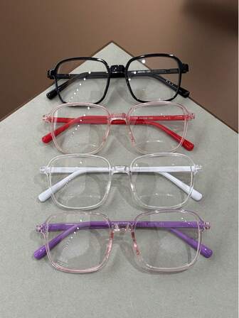 1 pieza Gafas cuadradas azules con bloqueo de luz azul, lindas y coloridas para niños, adecuadas para lectura diaria, salidas, regalos, con lentes transparentes, casuales, aptas para niños y niñas, para la vida diaria, lectura, ver TV, juegos y uso de teléfonos inteligentes, accesorios de moda, props de fotos, complementos de atuendo diario