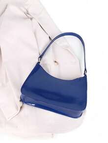 Bolsa Baguete Simples de Debaixo do Braço para Meninas, Salto Alto Versátil e Prático com Desenho de Fivela e Bico Fino para Uso Diário de Meninas - Azul - Visão 3