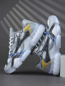 时尚休闲男鞋，经典时尚男士运动鞋系带跑步鞋，个性化男士运动鞋街头休闲鞋 - 藍色 - 查看 2