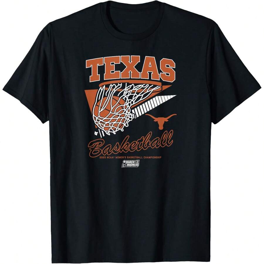 Texas Longhorns Basketball 2025 March Madness Net NCAA T-Shirt - 黑色 - 查看 1