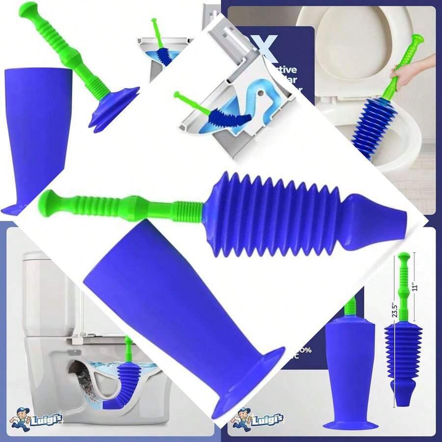 Bathroom Toilet Plunger - Heavy Duty Clog Remover With Effective Unblocker Bellows Design - 如圖 - 查看 1