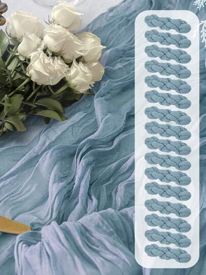 1/6/12pcs Set Light Blue Pleated Table Runners, Folding Tablecloths, Holiday Birthday Decor, Wedding Decor, Holiday Home Decor, Party Room Dining Table Decor, Tablecloths, Solid Color Tablecloths, Birthday Decor, Wedding Decor, 2025 New Year Decor, Party Gifts, Baby Shower Decor, Gender Reveal Party Decor