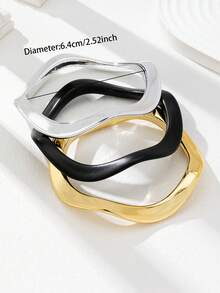 Set de 3 pulseras brazaletes apilables, set de brazaletes de mujer de forma irregular - Conjunto de pulseras de forma irregular - Ver 3