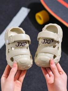 1双儿童透气凉鞋，夏季防滑时尚百搭幼儿男女童轻便拖鞋 - 卡其色 - 查看 4