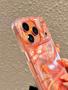 1pc Tie Dye Orange Minimalist Chic Phone Case Compatible With Iphone 16 Pro Max, 17 Pro Max, 15, 14, 13, 12, 11 Pro Max, Pro Plus - Orange - View 4