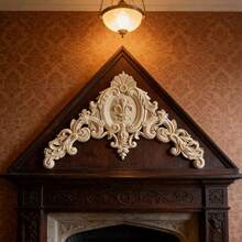 1件未完成的木质雕刻装饰角片，精美的欧式浮雕图案，适用于橱柜、门、窗、壁炉、墙壁、家具、防溅板装饰，DIY - 彩色 - 查看 5