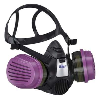 Drger X-Plore 3500 Half-Face Respirator Mask + 2x P100/Multi-Gas Combination Cartridge OV/AG/HF/FM/CD/AM/MA/HS/P100 NIOSH-Certified Reusable Professional Respiratory Protection Kit