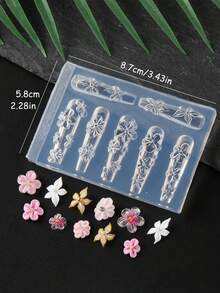 1pc Blooming Camellia, Orchid, Lily Flower Nail Art Carving Mold, High Transparency Silicone 5-Petal Flower Nail Gel Printing Mold, Nail Art Tool For Spring & Summer - Clear - View 9