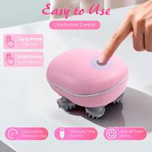 Head Massager, Handheld Rechargeable Electric Scalp Massager Hair Growth Stimulator Brush, Scalp Massager, 3-Speed Vibration Comb Pet Massager, Cordless Head Massager For Hair Growth - Hồng - Xem 8