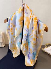 1pc Floral Print Bandana Scarf, Lightweight 70x70cm Square Headscarf For Women - Multicolor - View 8