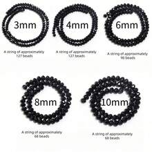 10颗3/4/6/8/10毫米刻面黑色奥地利水晶玻璃珠，圆形珠子，适用于珠宝制作、DIY手链、项链、耳环、包包设计