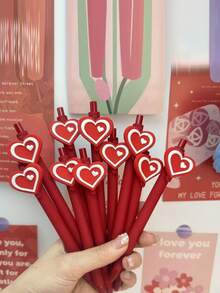 Bộ 6 bút bi rút hình trái tim dễ thương, tối giản, chủ đề Ngày Valentine và mùa tựu trường, nhiều màu sắc khác nhau. - Nhiều màu - Xem 4