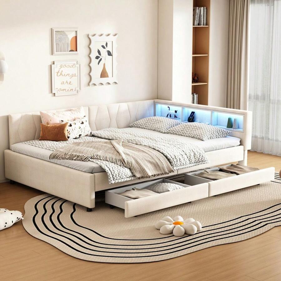 Bed Frames - Beige - View 1