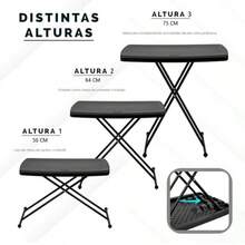 ASDF-EKE Mesa Tablon Plegable Cuadrado 87 cm para Exteriores Interiores Reuniones Jardin Negro - como en la foto - Ver 6