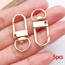 5pcs Round Snap Buckle Round Clip Hook Swivel Clasp Hooks Key Rings Zinc Alloy Round Spring Snap Keychain Rings For Keys, Crafts, Handbags