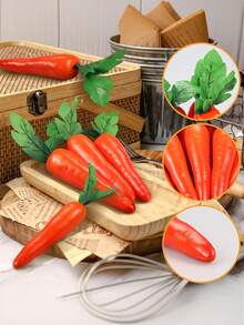 Conjunto de 3/6 cenouras artificiais realistas para decoração de Páscoa, ideais para festas, cozinhas, mesas, paisagismo, sacolas de presente, cestas e como adereço para fotografia. - Multicolorido - Ver 7