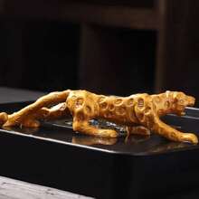 Figura de mascota de leopardo dorado que de color, decoración de salpicadero de coche de dinero de la suerte, regalo creativo de ceremonia delé, artesanía premium - 1 pieza - Ver 5