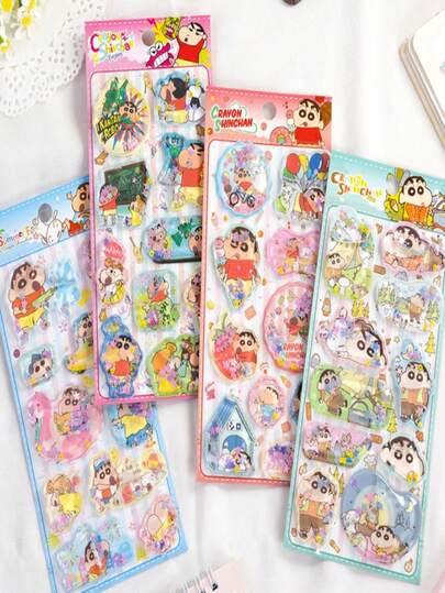 1pc Random Style Kids Cartoon 3D Liquid Glitter Sticker Set, Suitable For Girls' Clothing Decoration, Shiny Stickers Can Be Used As Rewards. Suitable For Daily Use, As Children's Birthday Gifts, Back To School Supplies, Travel Accessories, And Decorating Teenage Bedrooms
