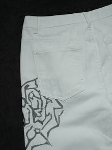 Men's Street Fashion Embroidered Straight Leg Jeans - White - View 6