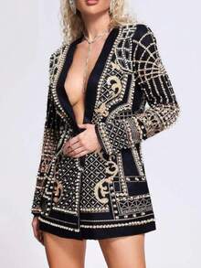 Women's Formal Heavy-Duty Vintage-Style Suit, Stylish And Elegant Brocade-Embroidered Coat, Essential For Festive Banquets - 黃色 - 查看 2