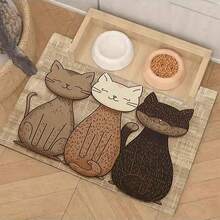 1pc Cat Print Pet Food Mat, Pet Pad, Suitable For All Seasons, Can Be Used As Dog/Cat Cage Mat