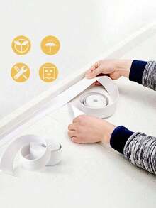 1 Roll Of Waterproof White PVC Self-Adhesive Tape -Perfect For Bathroom, Sink & Kitchen -Super Strong Stickiness! Home Bathroom Decor Fall Decor Back To School - 白色 - 查看 3