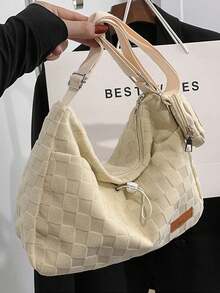 Túi đeo chéo phong cách Harajuku sang trọng - Dung tích lớn, màu trơn và họa tiết kẻ caro, dây đeo có thể điều chỉnh, túi xách thời trang cao cấp dành cho nữ sinh đi học. - Nhiều màu - Xem 9