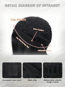 Music Festival 12 Inch Synthetic Straight Wig Short Straight Hair No Bangs Synthetic Wig Extensions Hair Black Color Easy To Wear Suitable For Women Daily Holiday Party Wear - Black - View 4