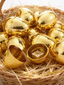 8pcs Shiny Gold Refillable Plastic Easter Eggs, Suitable For Easter Egg Hunt Parties, Gift Boxes, Classroom Rewards, Stuffing Gifts - Multicolor - View 1