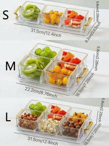 1set Luxury Clear Acrylic Fruit Storage With Golden Handle Tray - Dessert & Snack Organizer For Party - Clear - View 5