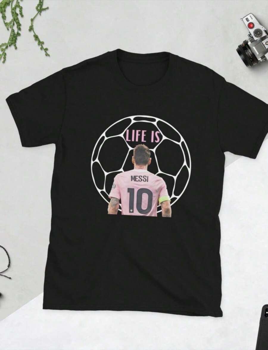 Messis T-Shirt Number 10 Soccer Tee Football Fan Shirt Mens Spor Jersey - 黑色 - 查看 1