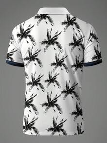 Men's Coconut Tree Print Casual Short Sleeve Polo Shirt - Multicolor - View 5