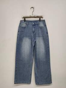 1pc Loose Fit Casual Street Style Wide-Leg Couple Jeans