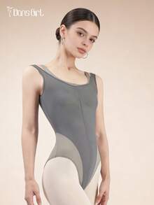 DonsGirl Women's Ballet Leotard - Double Layer Mesh Patchwork, High Waist Modern Design, Adjustable Straps, Elegant Sexy Jumpsuit, Suitable For Dance Performance And Everyday Wear - Grey - View 7