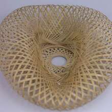 40厘米乡村风格吊灯灯罩 - 手工竹制吊灯，适用于厨房岛台、餐厅和农舍天花板（仅含灯罩）