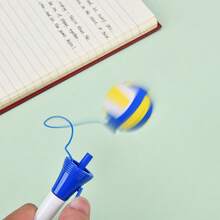 1pc Stress Relief Squeeze Retractable Punch Ball Pen, Football Shaped Ballpoint Pen - Silver - View 4