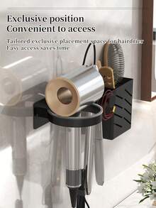 壁挂式吹风机支架，无需钻孔浴室吹风机收纳架，直发器和卷发棒整理架（适用于美发沙龙浴室），浴室置物架，浴室收纳整理，浴室配件，房间装饰，返校必备 - 彩色 - 查看 7