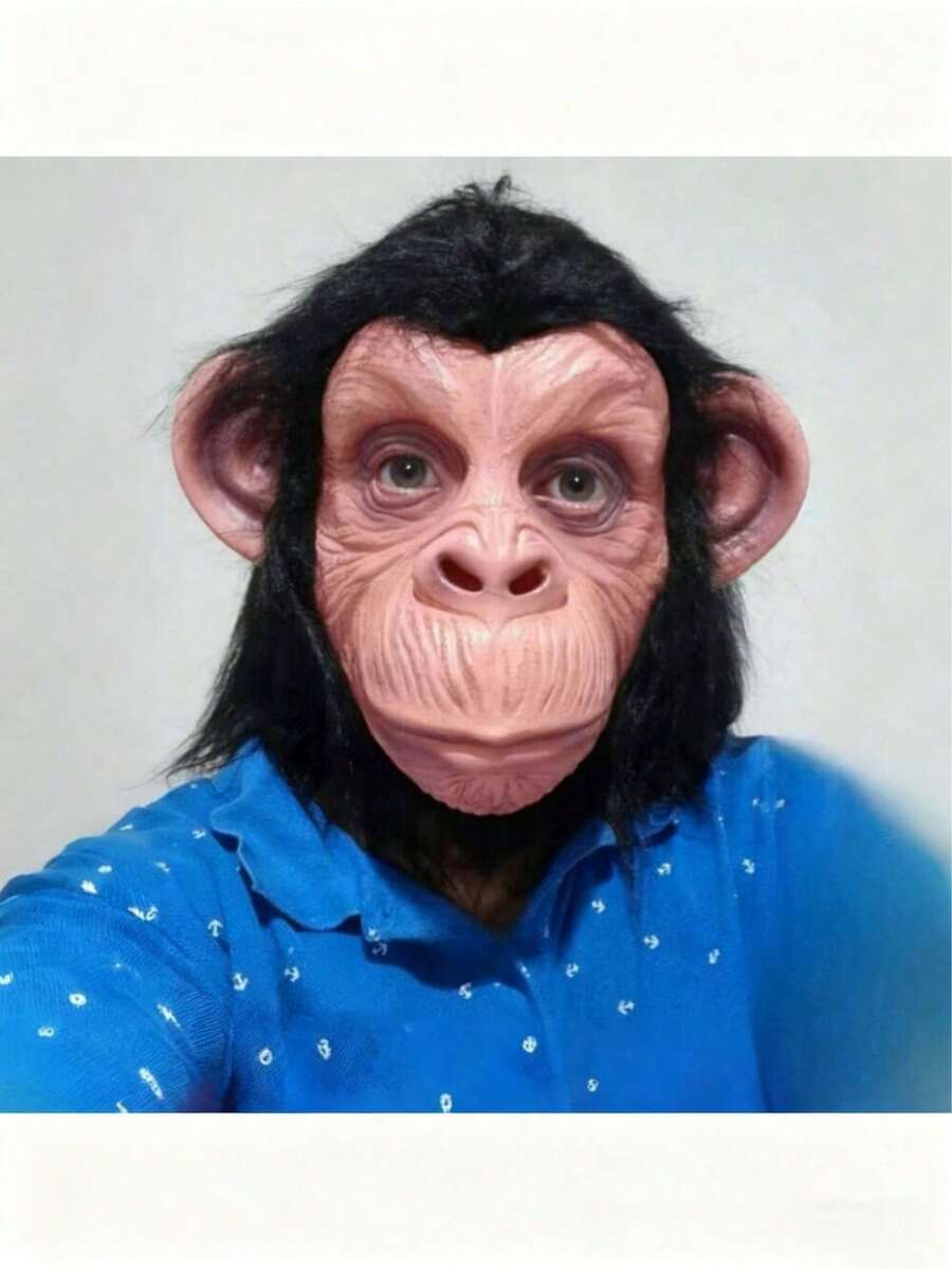 Gummi Svart Hår Apa Ansikte Latex Apa Mask Gorilla Masker Roligt Djur ...
