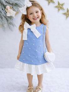 Vestido Infantil menina Perolas Infantil Princesa Para Meninas Elegantes