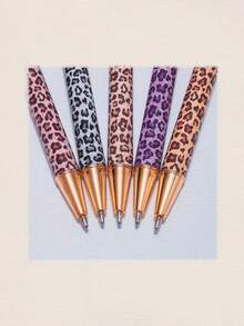 Süßer Leoparden-Muster Kugelschreiber-Set, mit Einziehfunktion, minimalistischer bedruckter Stift, geeignet für Journaling und als Geschenk, toll für Hochzeiten, Valentinstag - Verschiedenfarbig - Übersicht 6