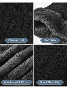 2pcs/Set Winter Knit Hat & Scarf Set, Warm Thick Fleece Lining, Unisex Casual Warm Hat - A - View 6