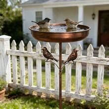 手工复古铸铁鸟浴盆及喂食器套装 - 防锈户外鸟浴盆带喂食器，易于清洁，五爪底座 - 手工花园装饰，适合雀类、蜂鸟、麻雀、知更鸟 - 婚礼/圣诞礼物 - 彩色 - 查看 7