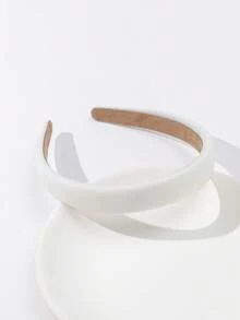 Solid Wide Headband Casual, Headband, Hair Hoop, Hair Accessories Headbands, Makeup Headband, Hair Band, - White - View 2