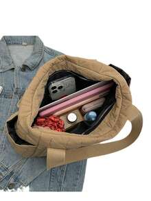 1pc Embroidered Customized Zodiac Sign Women Tote Bag, Large Capacity Travel Backpack, Personalized Name Customization, Zipper Closure, Thick Padding, Minimalist & Versatile, Casual Commute, Perfect Gift - Multicolor - View 6