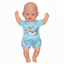 18" American Girl Doll Summer Short Sleeve Pajama Set, Bald Doll With Shorts Outfit - Multicolor - View 10