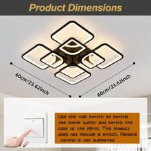 Novel Square Grid Ceiling Light: High Transparency Acrylic Material, Three-Color Dimmable, Large Space No Blind Spots, Wide Illumination. Soft And Glare-Free - Perfect For Living Room, Villa, Bedroom And Dining Room Use. Widely Used In Home Lighting And Decoration. - Multicolor - View 13